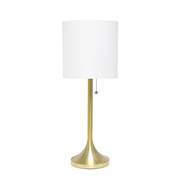 Simple Designs Gold Tapered Table Lamp with White Fabric Drum Shade LT1076-GDW